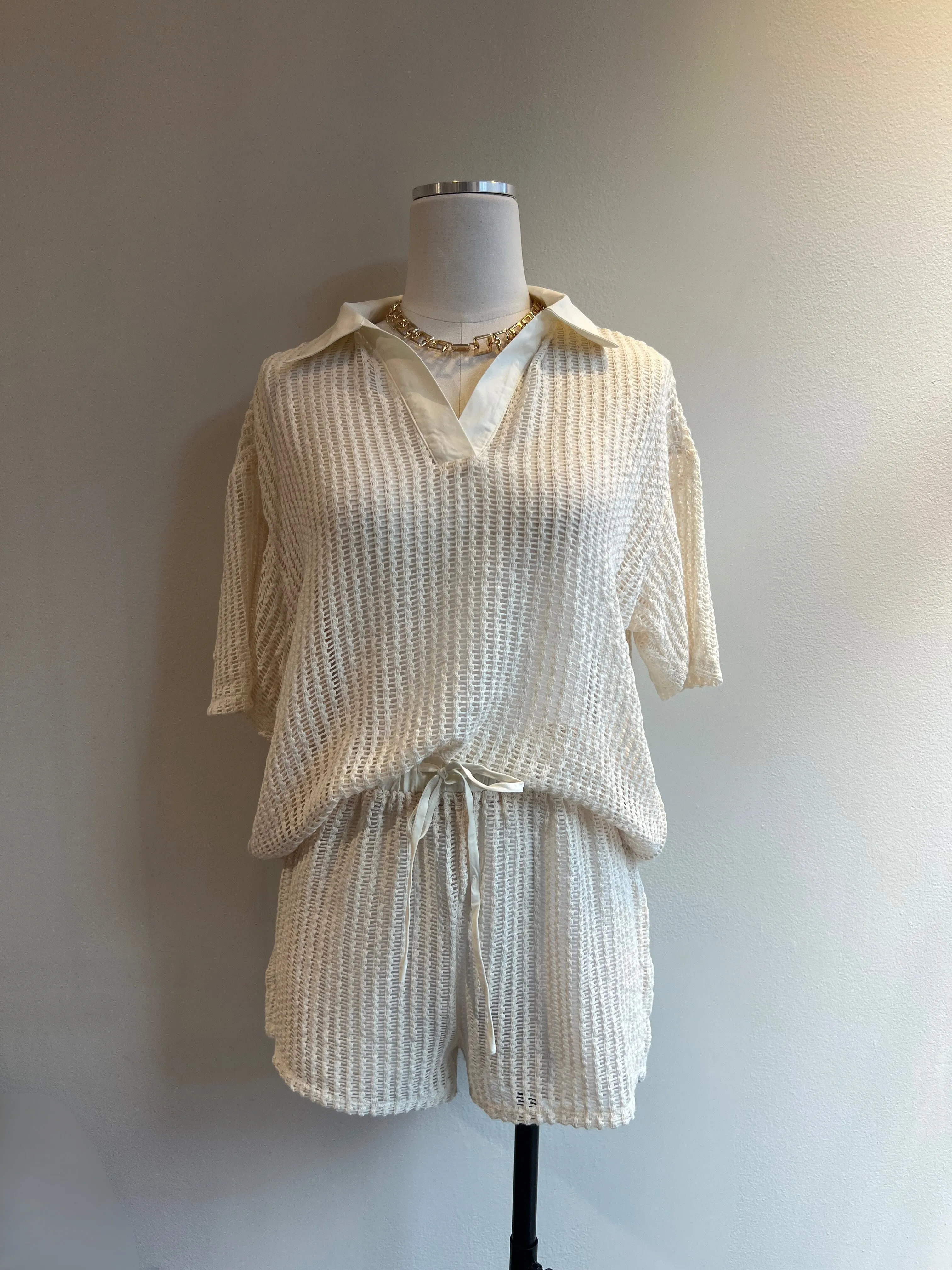 Vanilla Knitted Collar Blouse