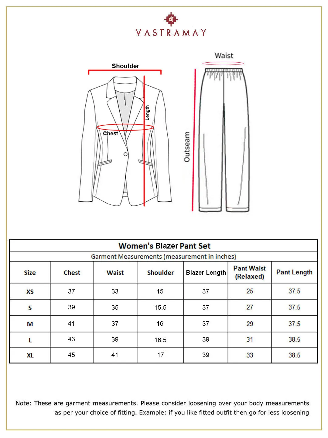 VASTRAMAY Women's Pink Pant Suit Set