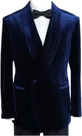 Vintage Velvet Blazer Jacket for Men Double Breasted Shawl Lapel Sport Coat Slim Fit Wedding Tuxedo