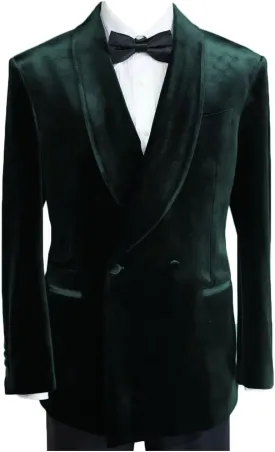 Vintage Velvet Blazer Jacket for Men Double Breasted Shawl Lapel Sport Coat Slim Fit Wedding Tuxedo
