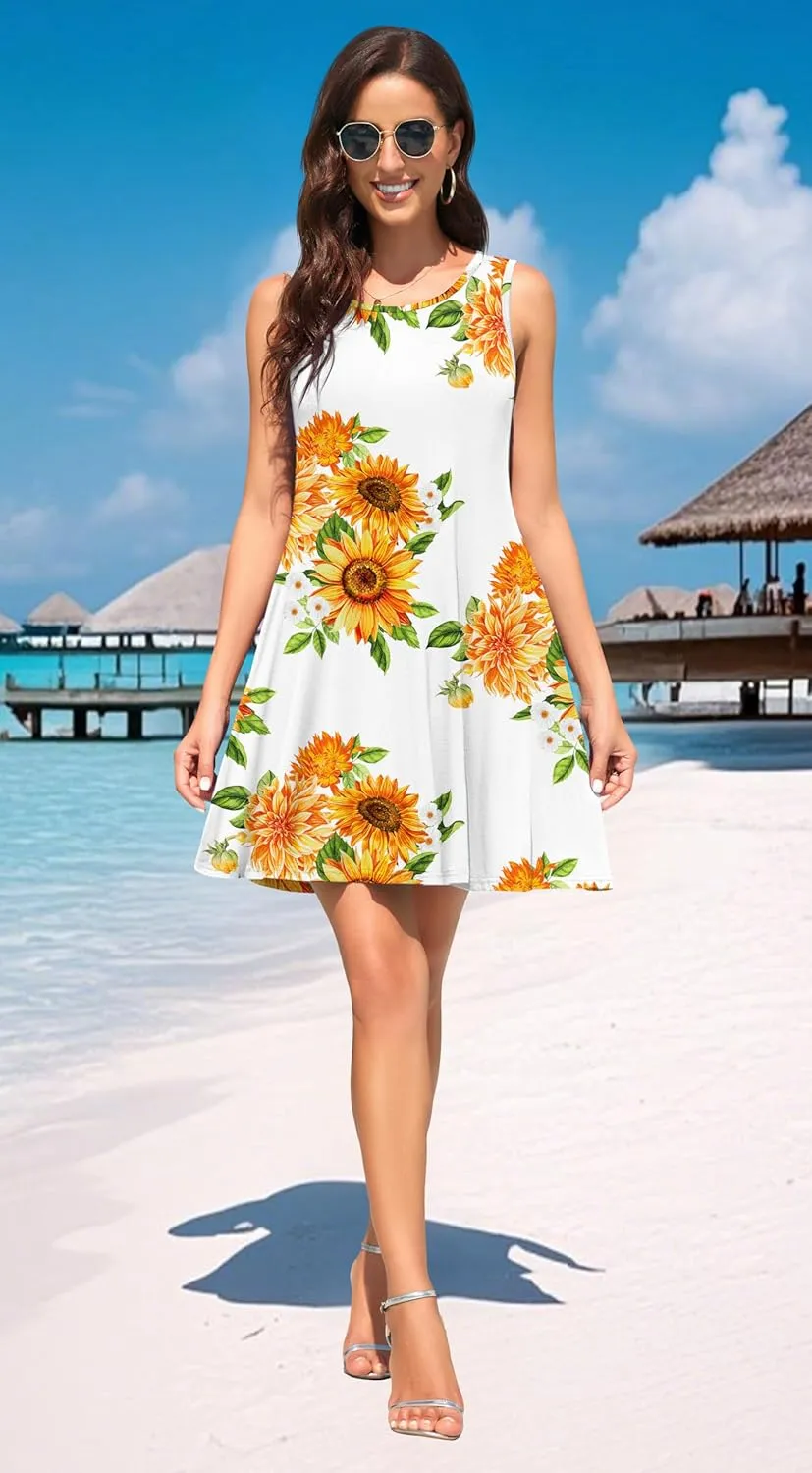 WEACZZY Women Summer Casual Swing T Shirt Dresses Beach Cover up Loose Dress