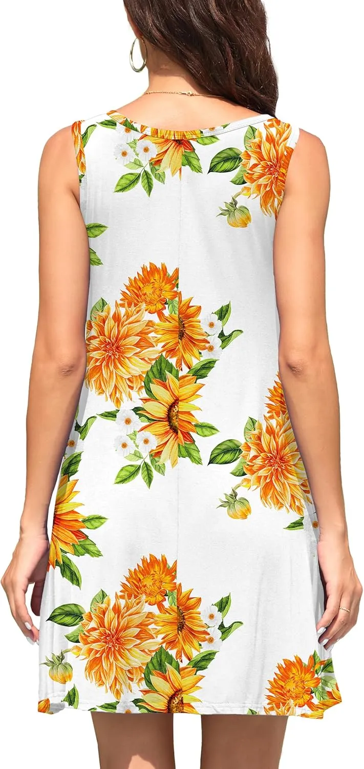 WEACZZY Women Summer Casual Swing T Shirt Dresses Beach Cover up Loose Dress