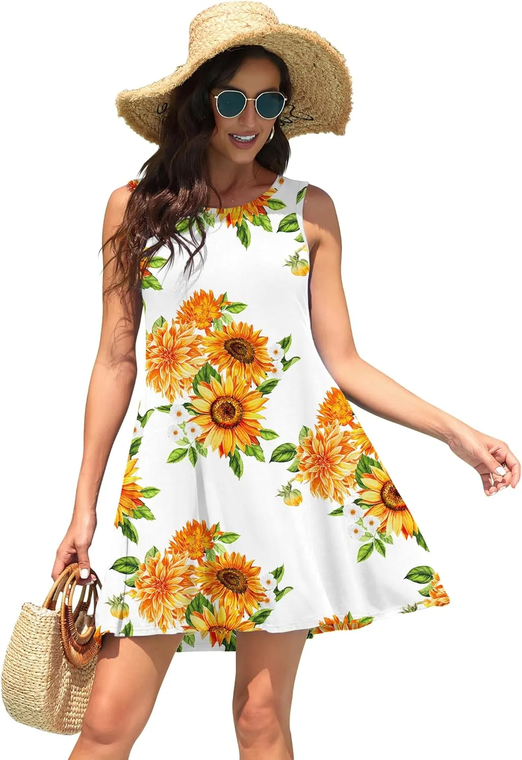 WEACZZY Women Summer Casual Swing T Shirt Dresses Beach Cover up Loose Dress