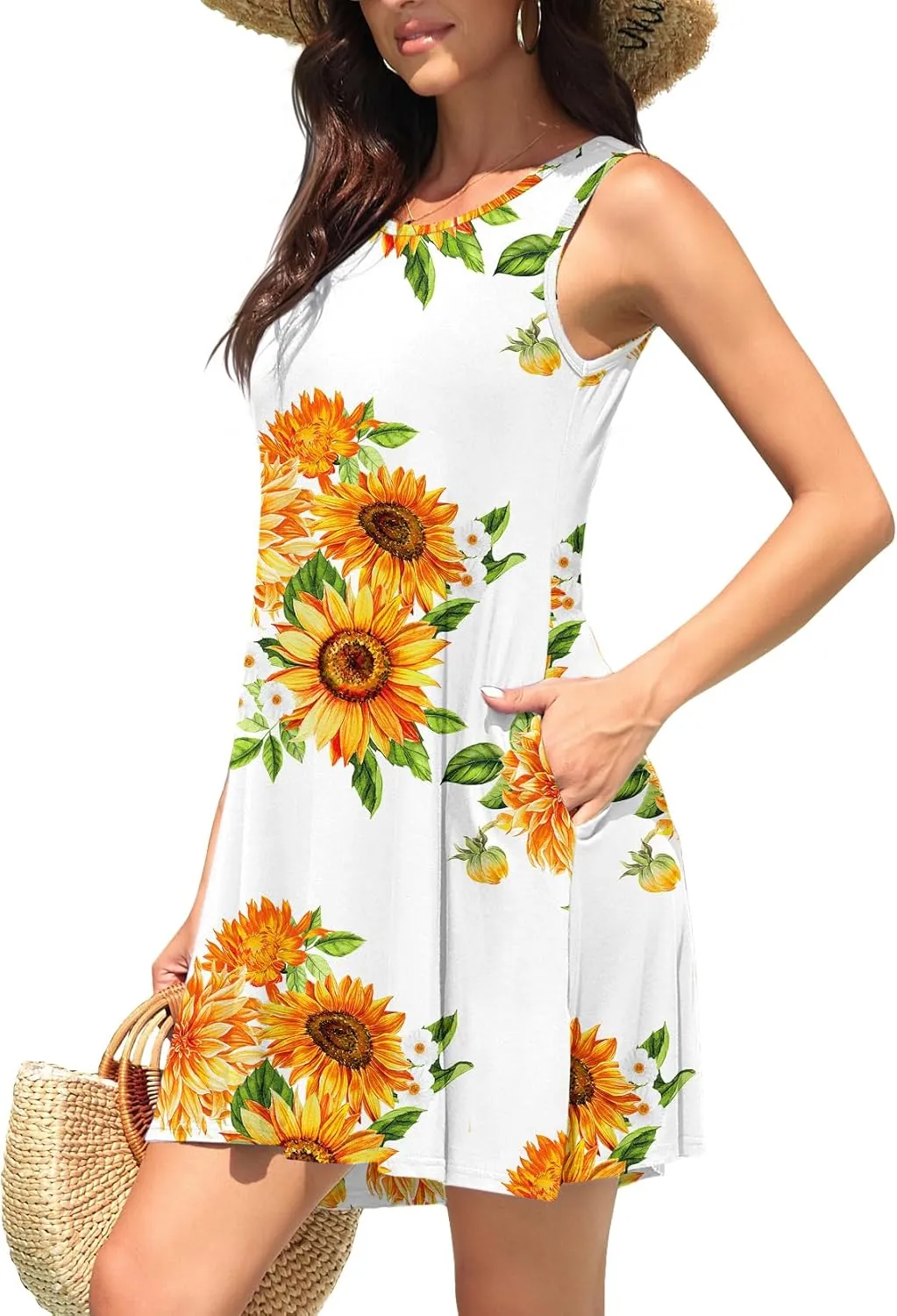 WEACZZY Women Summer Casual Swing T Shirt Dresses Beach Cover up Loose Dress