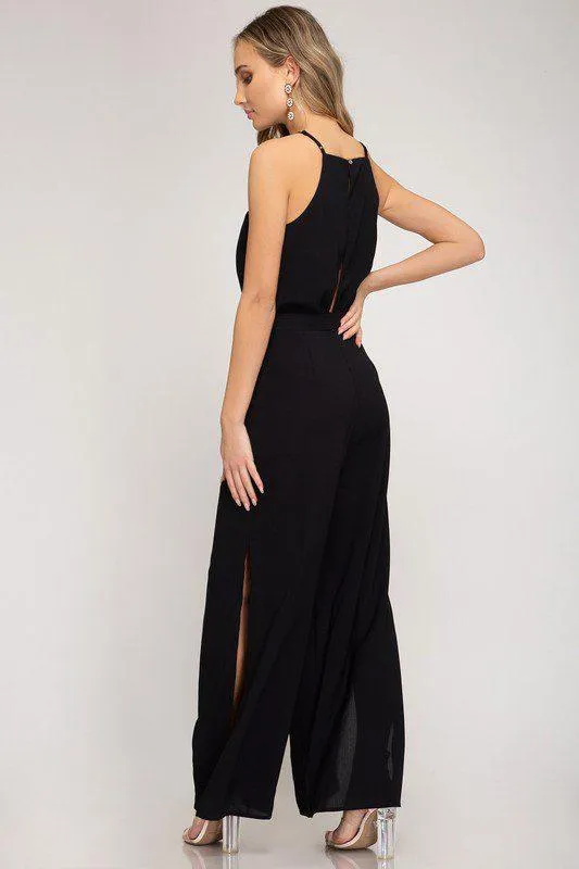 Wide Leg Jumpsuit with Side Slits