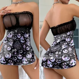 Women's Lace Nightgown, Nightmare See-through Chest Babydoll Chemise Nightwear